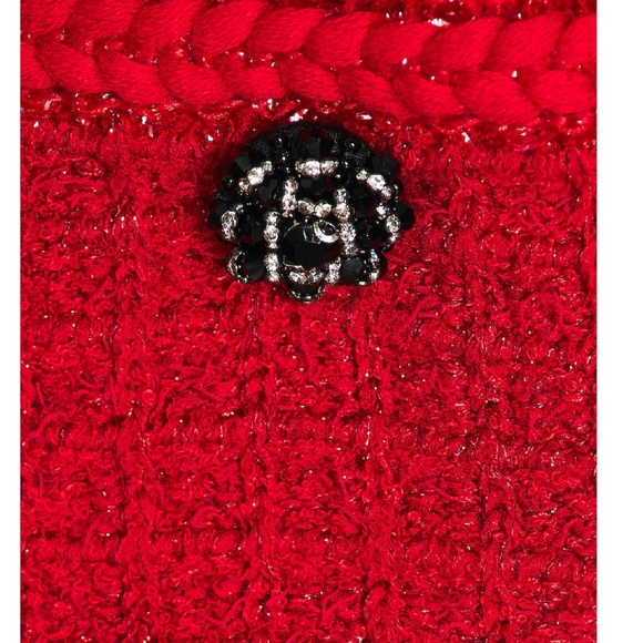 Self-Portrait Red Knit Holiday Cardigan - NWOT - Picture 5 of 7